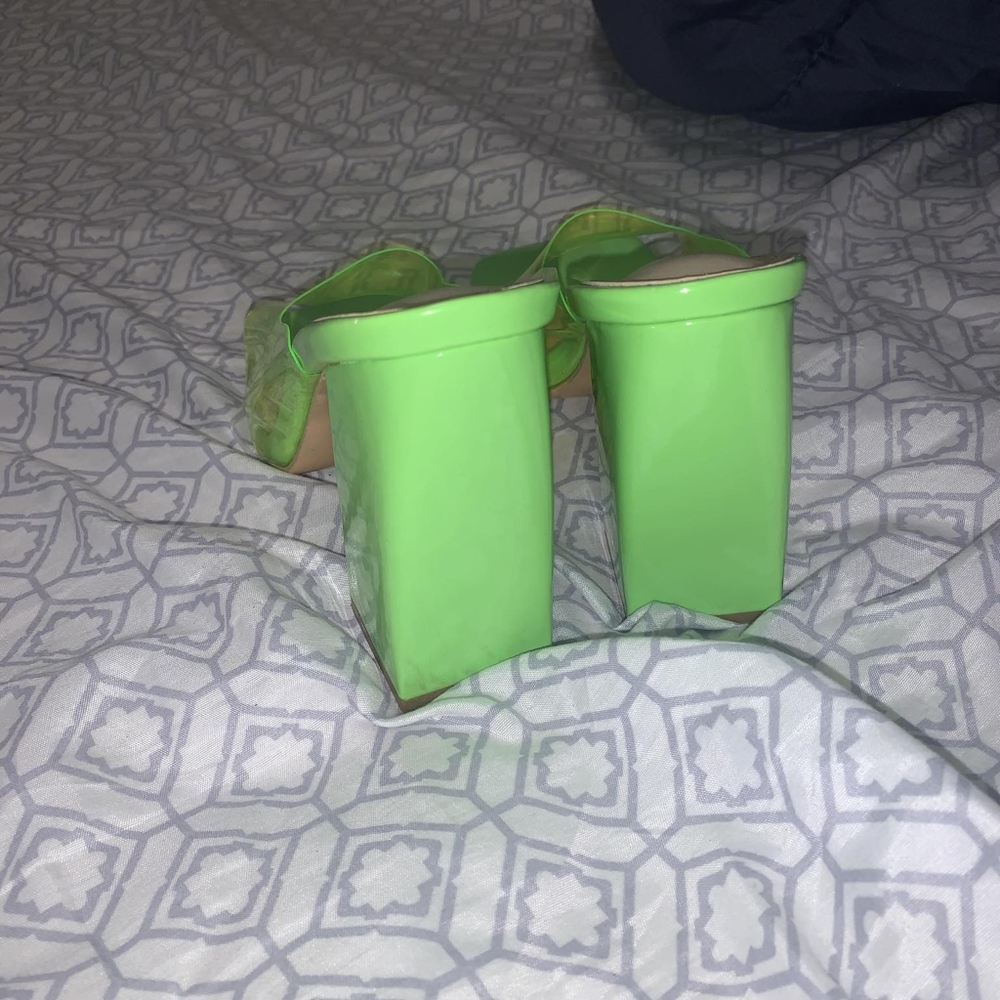 Neon Green high wedges.